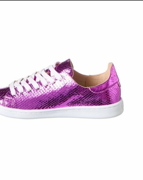 HOST PICK SCHUTZ Ofelia Metallic Pink Snakeskin Leather Sneakers NWT - Picture 6 of 7